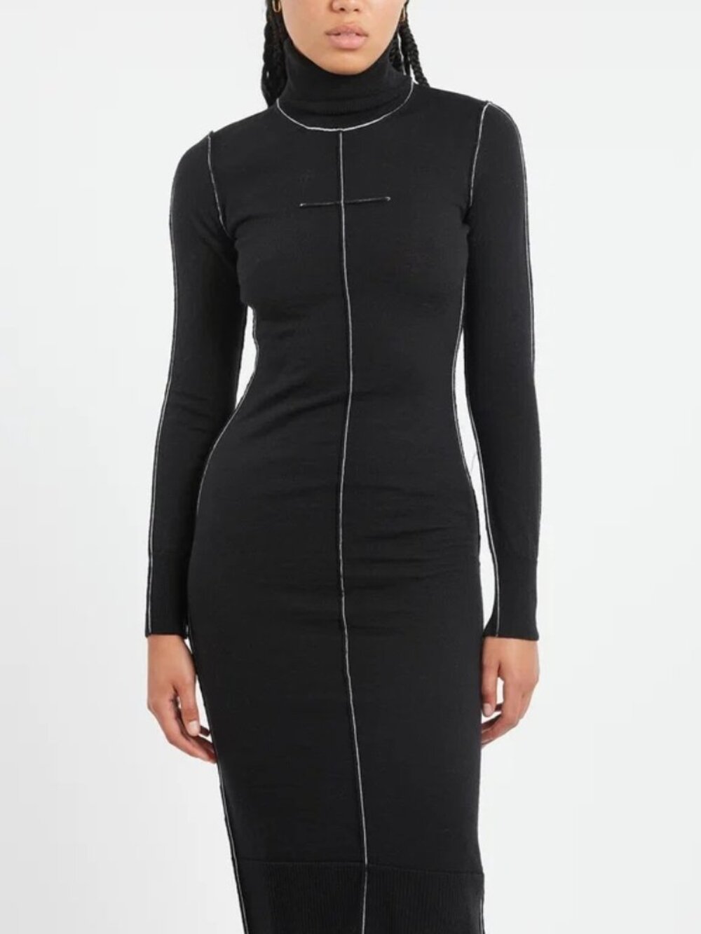 Maison Margiela MM6 Black Wool Jersey Maxi Dress